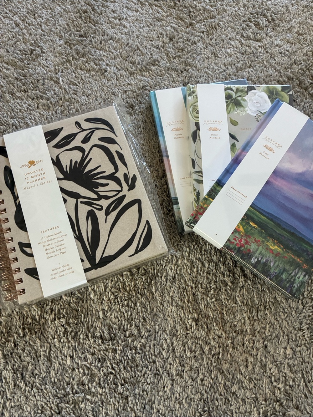 Undated Spiral Planner & Assorted Notebooks — Black Floral Cover